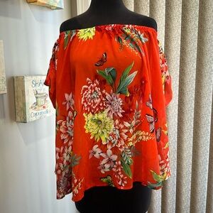 Off the shoulder, elastic smock flows top - XL